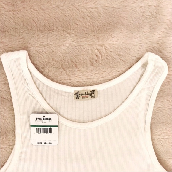 Free People High Neck Ribbed White Crop Top Size Large Intimately Free New NWT - Picture 7 of 10